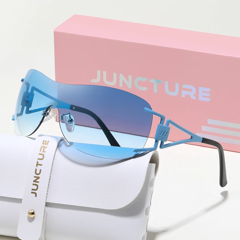 JUNCTURE أزياء المرأة بدون شفة النظارات الشمسية فاسق نظارات شمسية إطار كبير التدرج سيدة حزب هدايا العيد النظارات الشمسية للنساء