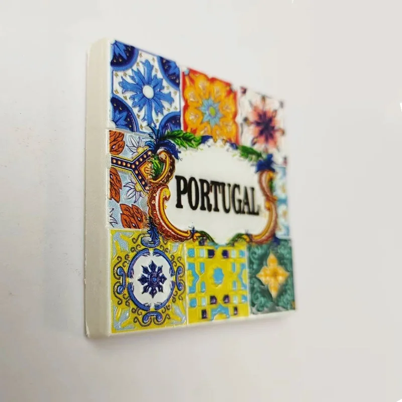 Portugal 3D Resin Decorative Fridge Magnets - Colorful Patterns for Home & Kitchen Decor, Strong Magnets