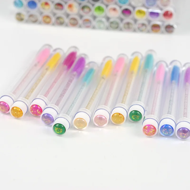 أنبوب رموش صناعية مطعمة مع فرشاة رموش، منتج تجارة خارجية جديدة مع قضيب كريستال ماسي، فرشاة رموش حلزونية محمولة