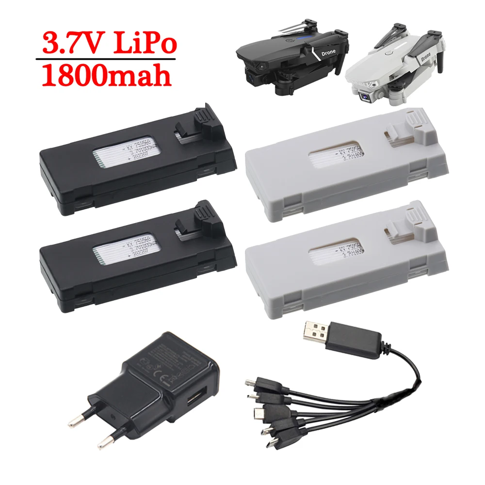 3.7V 1800mAh Lipo Battery + charger For E88 E88PRO E88MAX E525 E525pro K3 E99 Mini RC Drone RC Quadcopter Battery Accessory