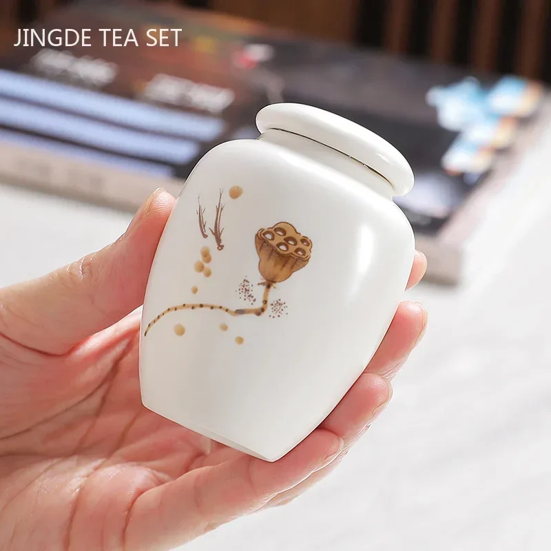 Portable Ceramic Tea Caddy Household Storage Sealed Tank Travel Coffee Moisture-proof Jar Kitchen Spice Candy Containers