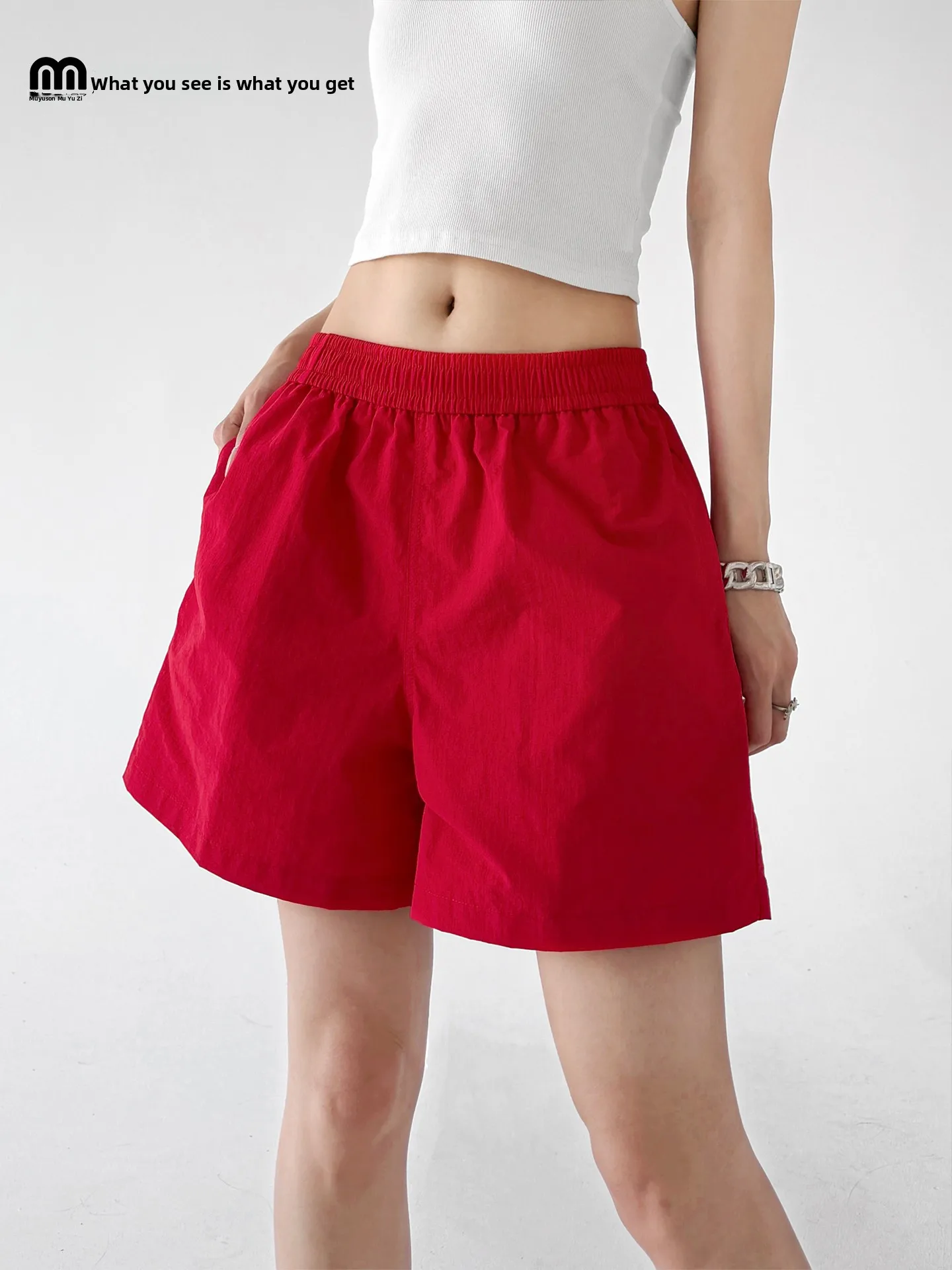 

Casual Loose Wide Leg Short Pants Women's High Waist Commuter Style Polyester Fabric Summer 2026 Fashion Student Commute Casu...