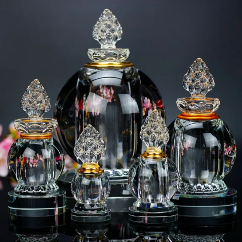 Exquisite Glass Carved Transparent Crystal Pagoda - Buddhist Consecration Offering Ornament, Desktop Decor Buddhist Stupa
