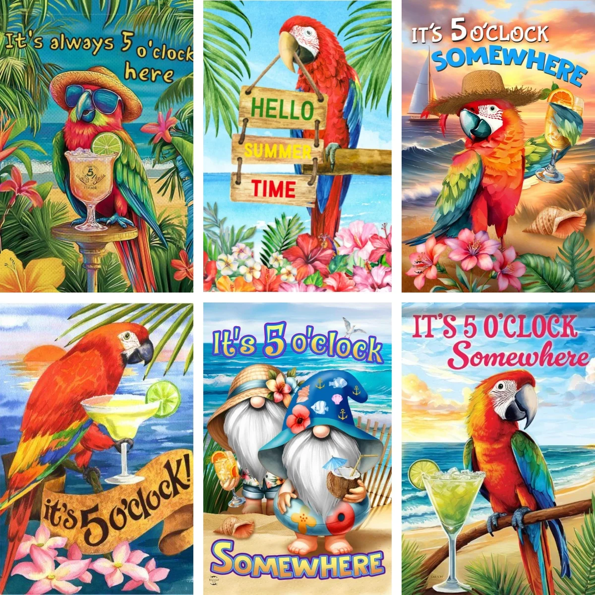 

Алмазная вышивка с полным квадратным заполнением: Попугай, пьющий в 5 часа утра, DIY мозаика, тропический постер, подарок, декор для бара