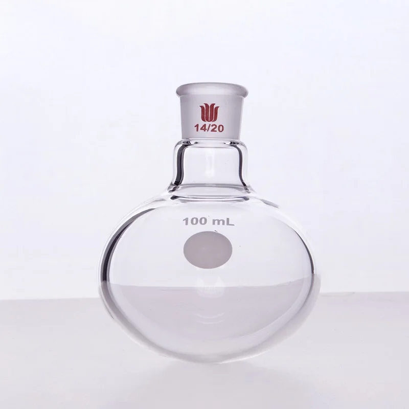 SYNTHWARE-botella de bola de fondo redondo de un solo Cuello, articulación 14/20, capacidad de 5mL-500mL, frasco de vidrio de borosilicato, F301