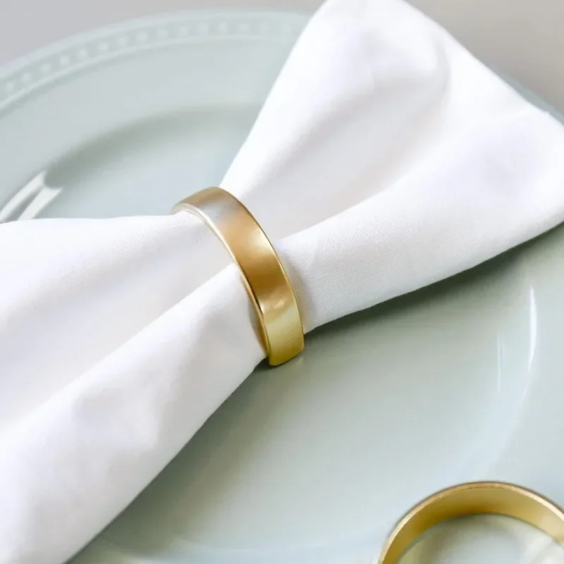 Cuff Brushed Gold Napkin Rings Holder Wedding Banquet Metallic Adornment Table Settings Glossy Serviette Buckles