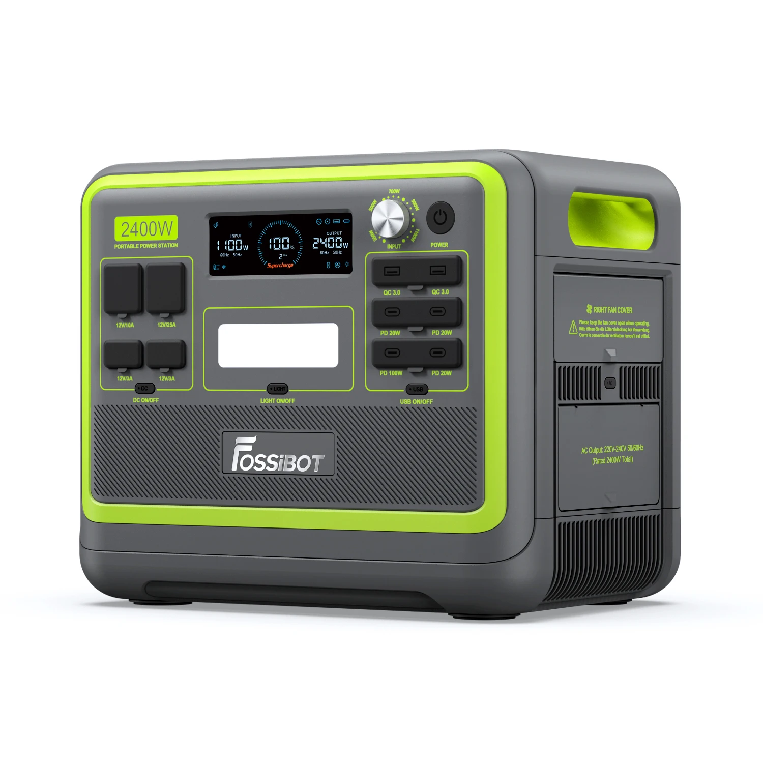 Tragbare Powerstation 2400W 2048Wh LiFePO4, 3 x 230 V AC-Ausgänge, 4800W Spitzenleistung Solargenerator, Tragbare Powerstationen, Stromspeicher, Outdoor-Reisen und Camping im Wohnmobil