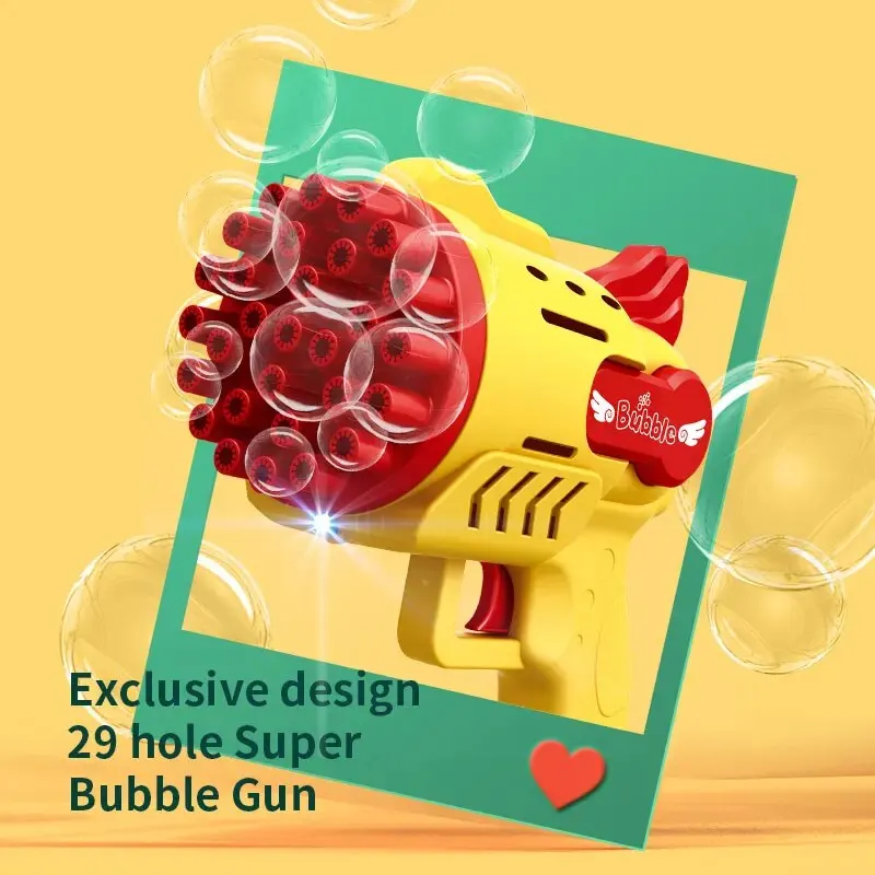 Light-Up Bubble Gun - 29-otworowy Gatling Blaster dla chłopców i dziewcząt w wieku 6–14 lat (bateria i płyn bąbelkowy nie wchodzi w skład zestawu)