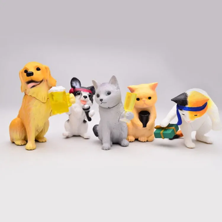 Pequeños animales en el cóctel 3 Gashapon - Figuras de gatitos borrachos - Juguetes coleccionables hechos a mano