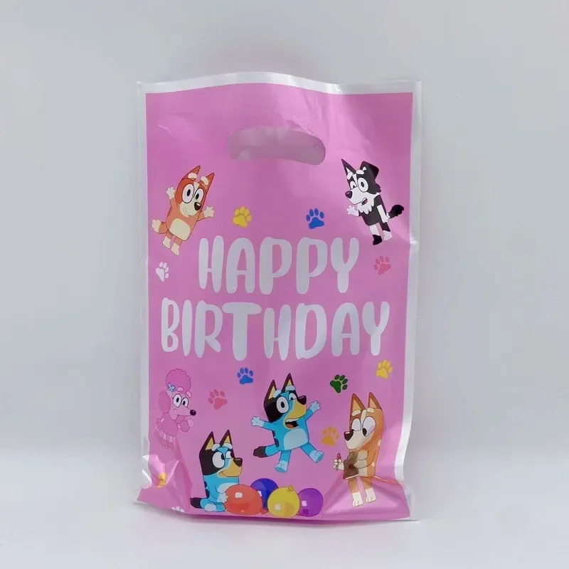 Bluey Print Gift Bags Birthday Decoration Party Favors Supplies Blue Dog Snack Storage Return Present Souvenir Candy Case 50pcs