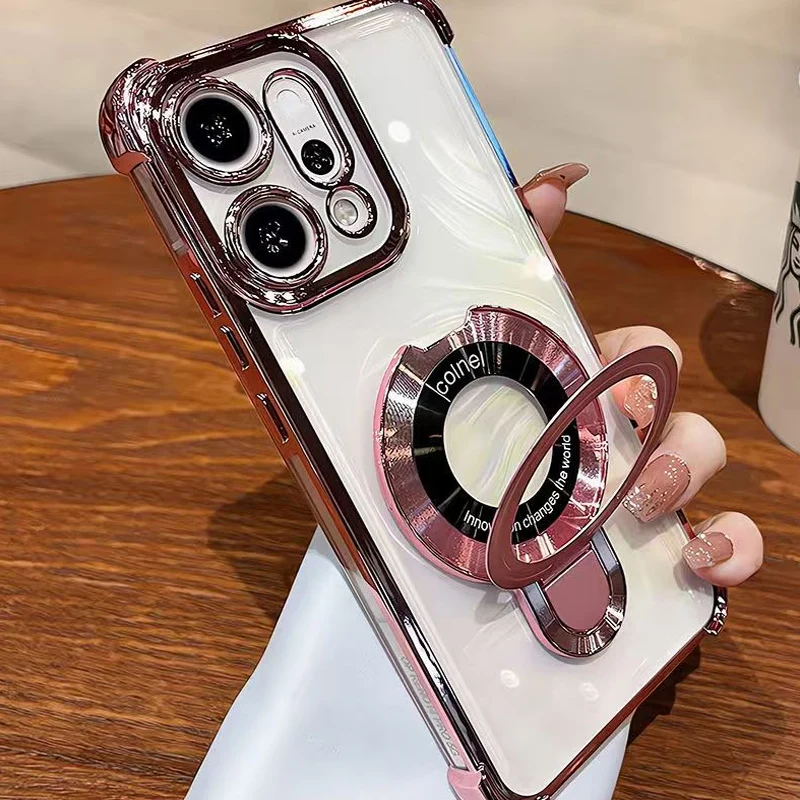 ل ممن لهم رينو 14 13 12 11 Reno14 Reno13 F Pro 13F 14F 12F حافظة حامل مغناطيسي تصفيح وسادة هوائية لينة شفافة غطاء مقاوم للصدمات #4