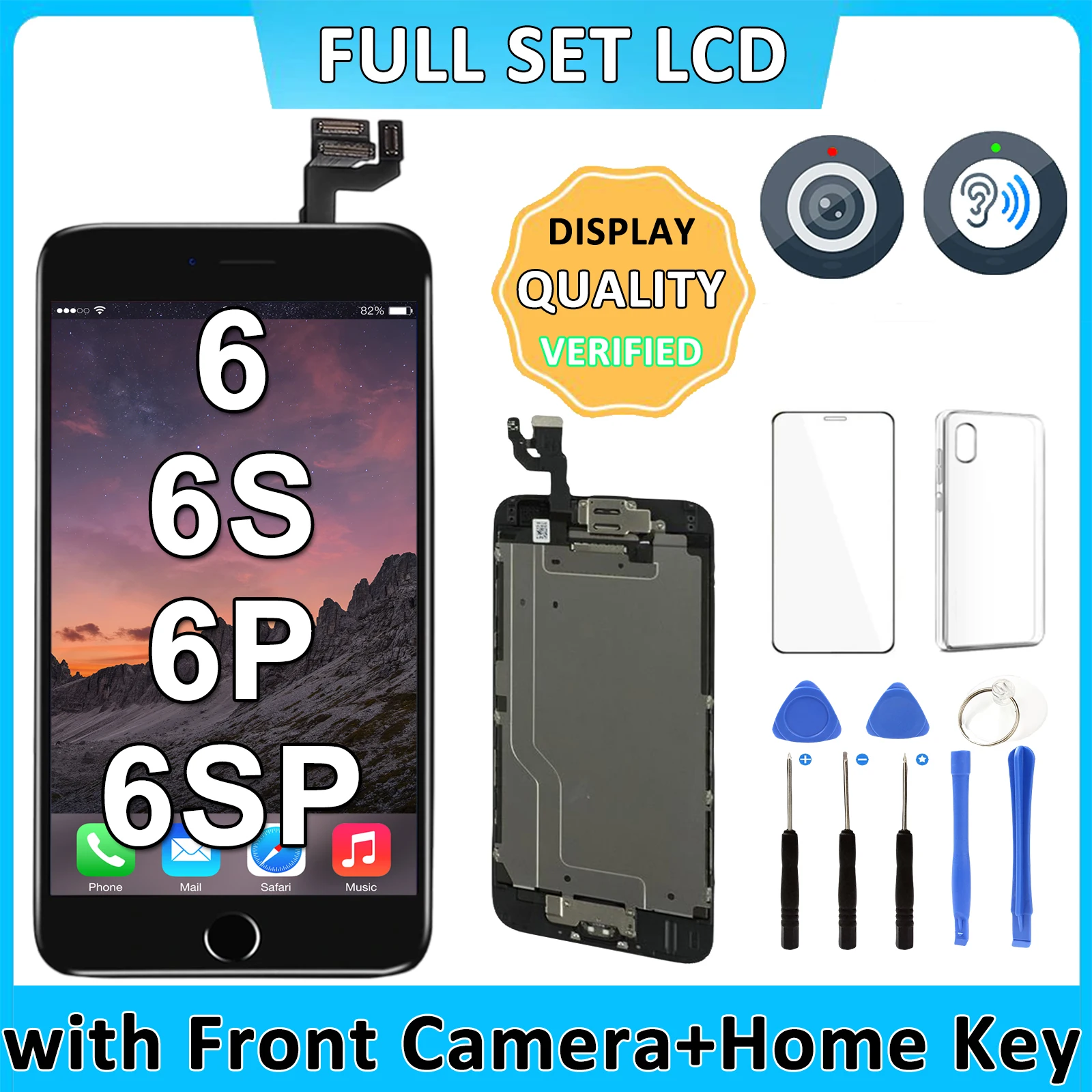 Full Set Display For iPhone 6 6S Plus 6P 6SP LCD Screen Complete Replacement Touch Digitizer Assembly+Front Camera+Home Button