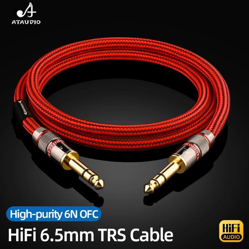 HiFi 6.5 TRS Cable 6N OFC High Purity 1/4 Inch 6.35mm AUX Audio Cable for Guitar Electric Keyboard Amplifier