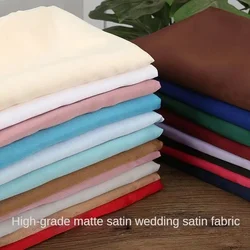 Matte Bridal Satin Fabric Per Meter for Wedding Dresses Clothes Skirts Sewing Plain Fashion Smooth Textile Thin Soft Pink Green