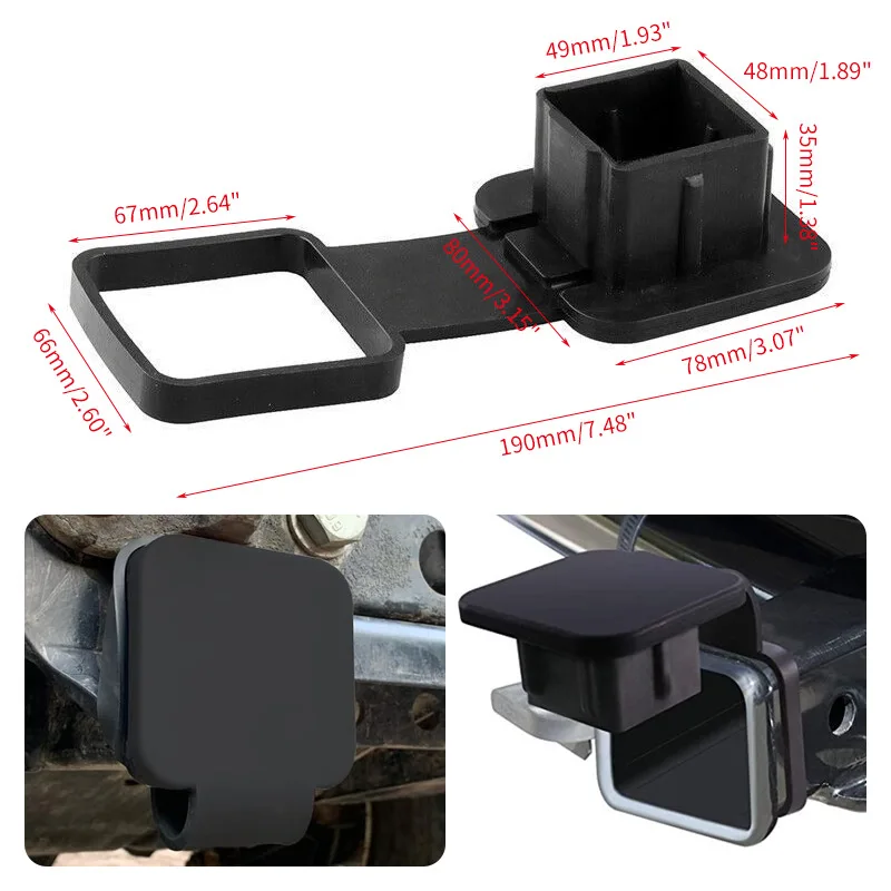 For 51mm Car Towing Hook Cover Tow Plug Tube Square Mouth Protective Cover Rubber Covers