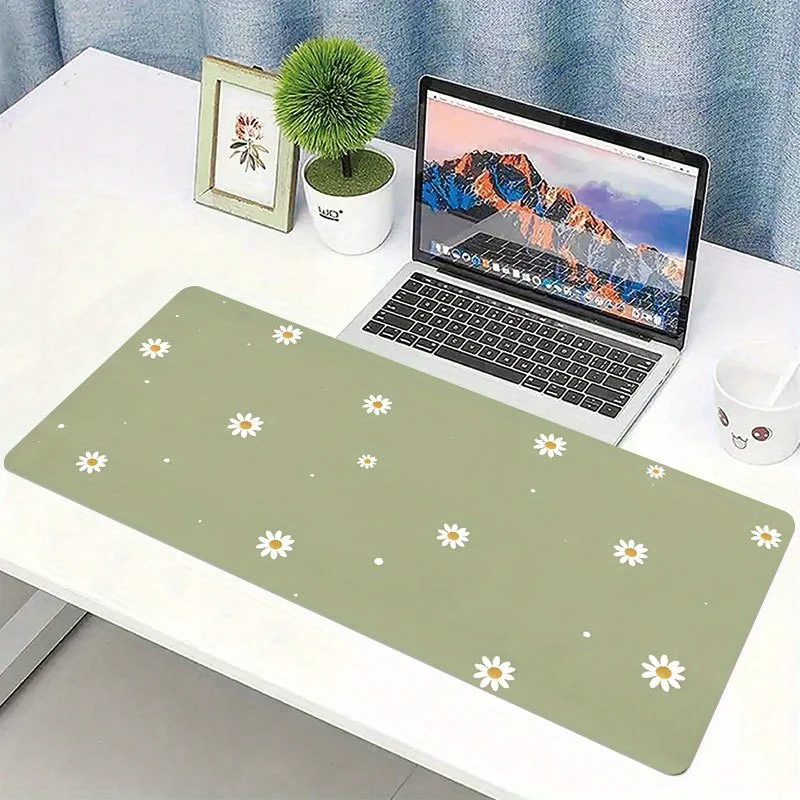 CIFBUY XL Cute Daisy Mouse Pad Non-Slip Floral Desk Mat, Extended Office Home Pad, Fashionable Durable Decor for Women Girls