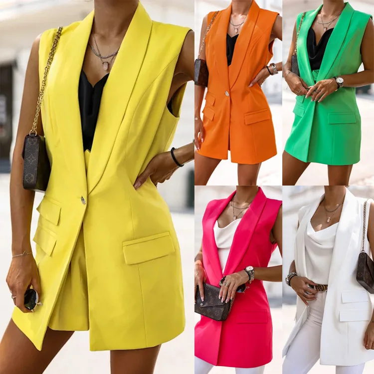 Lady Cloth Run! And Autumn. New Mid-length West Cardigan. With Turn-down Necklace Smart Fit Women's Professional Blazer Elegant