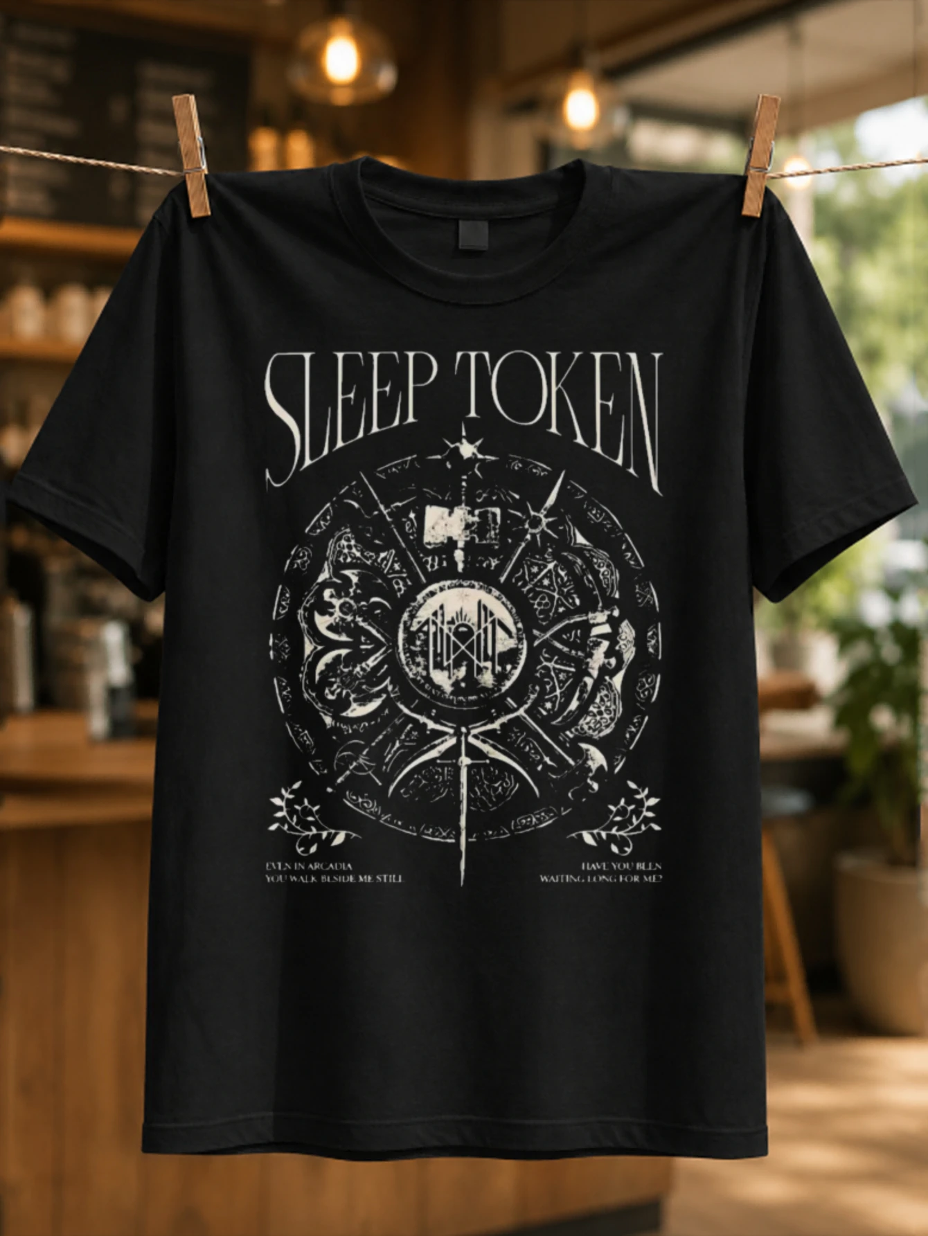 Sp Token ornate circular sigil with mythical creatures blades and celestial symbols intricate  Unisex All T-Shirt