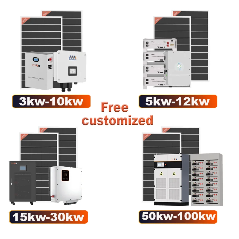 Complete 5kw 10kw 15kw on Grid Hybrid Solar Power System Kits Full Set of  for Home Panels With Battery and Inverter 20 Kwh Unit