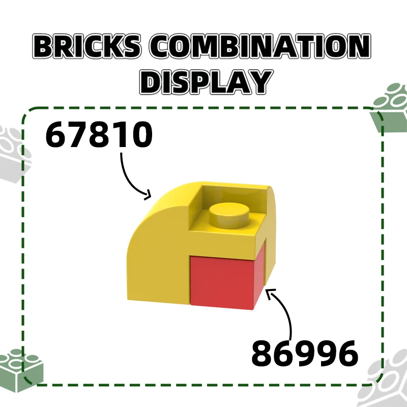 Wange 85Pcs/lot 67810 2x2x1 1/3 With Bow Building Blocks Moc Color Accessories Compatible with Brick DIY Spare Parts Toy