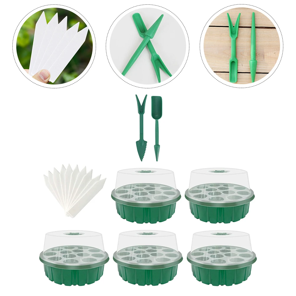 

17pcs 13-Cell Plastic Nursery Tray Transparent Lid Durable Gardening Planting Box For Seed Germination Micro Indoor