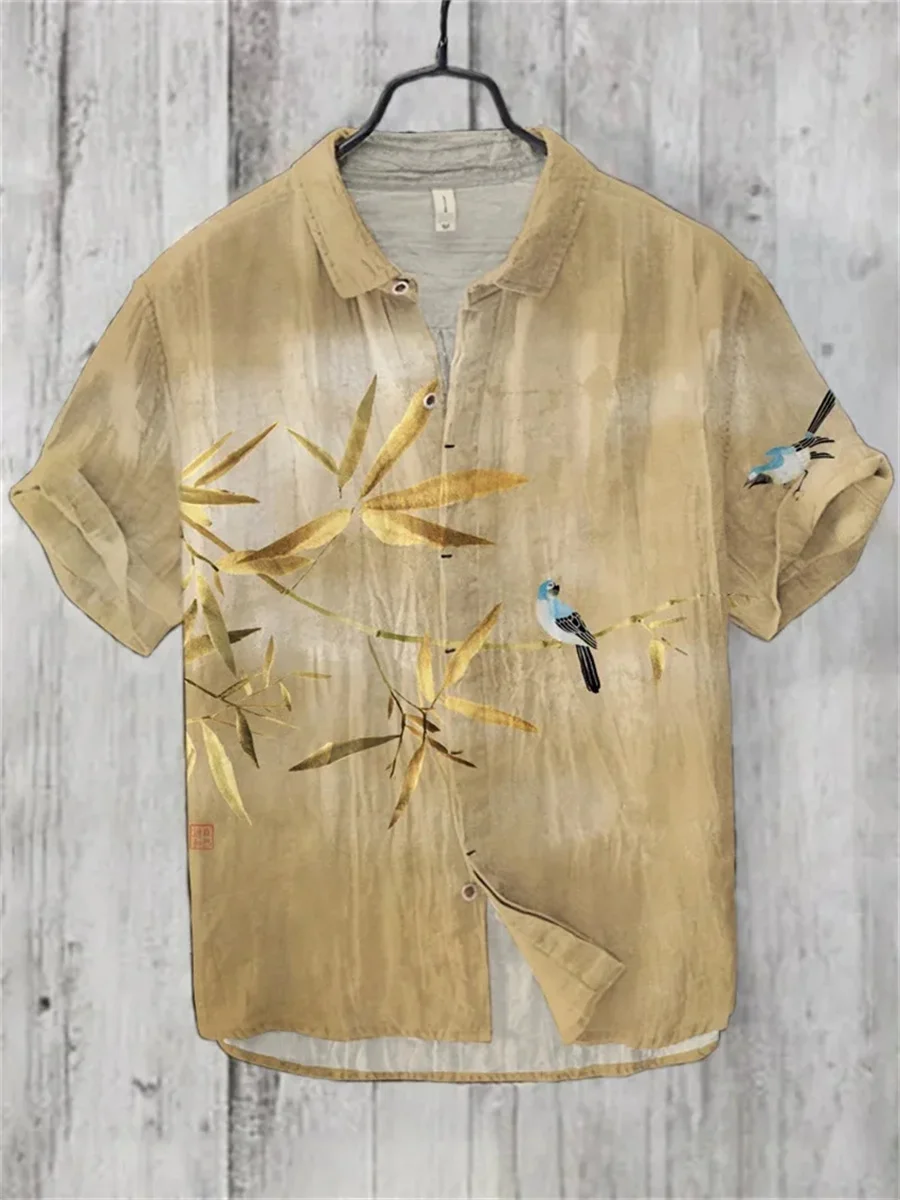 Linen Men's Shirt Comfortable Breathable Short Sleeve Shirt Oversized Design Men's Summer Hawaiian Fashion Shirt