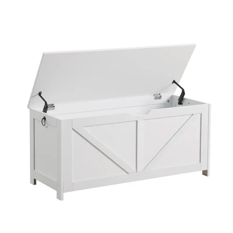 

Retro Toy Box Storage Bench with Hinges for Entryway, Easy Assembly, Additional Storage Solution in White