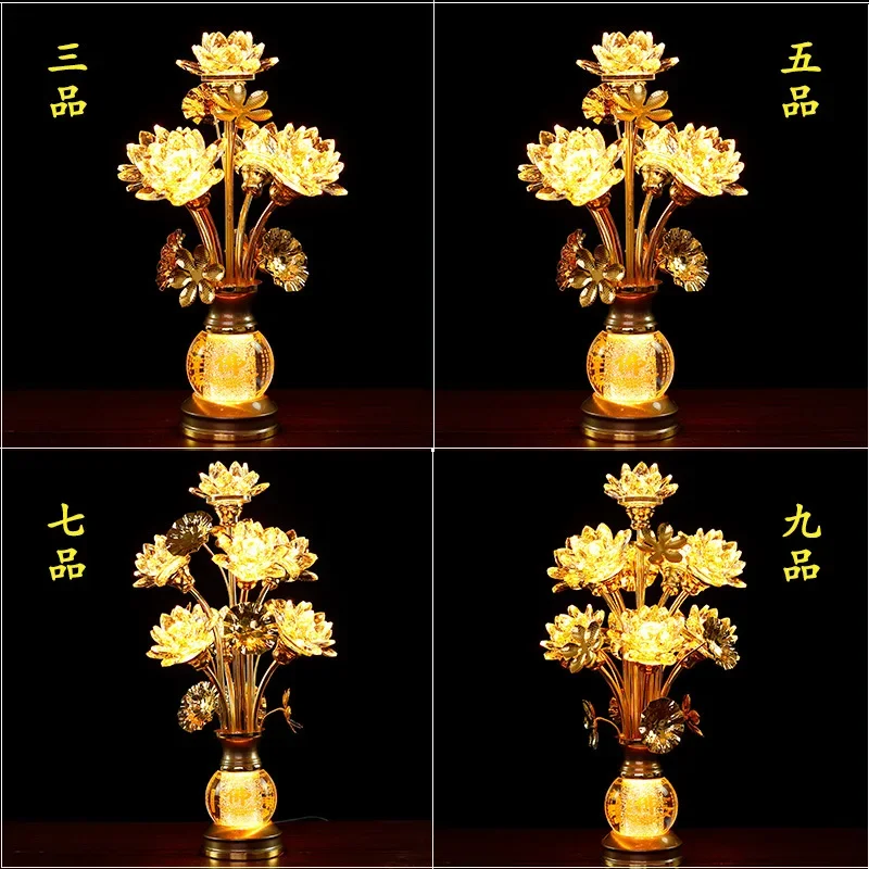 O17- Crystal vase lotus lamp led household Bodhisattva supply temple  temple 24 hours plug-in everbrig lamp