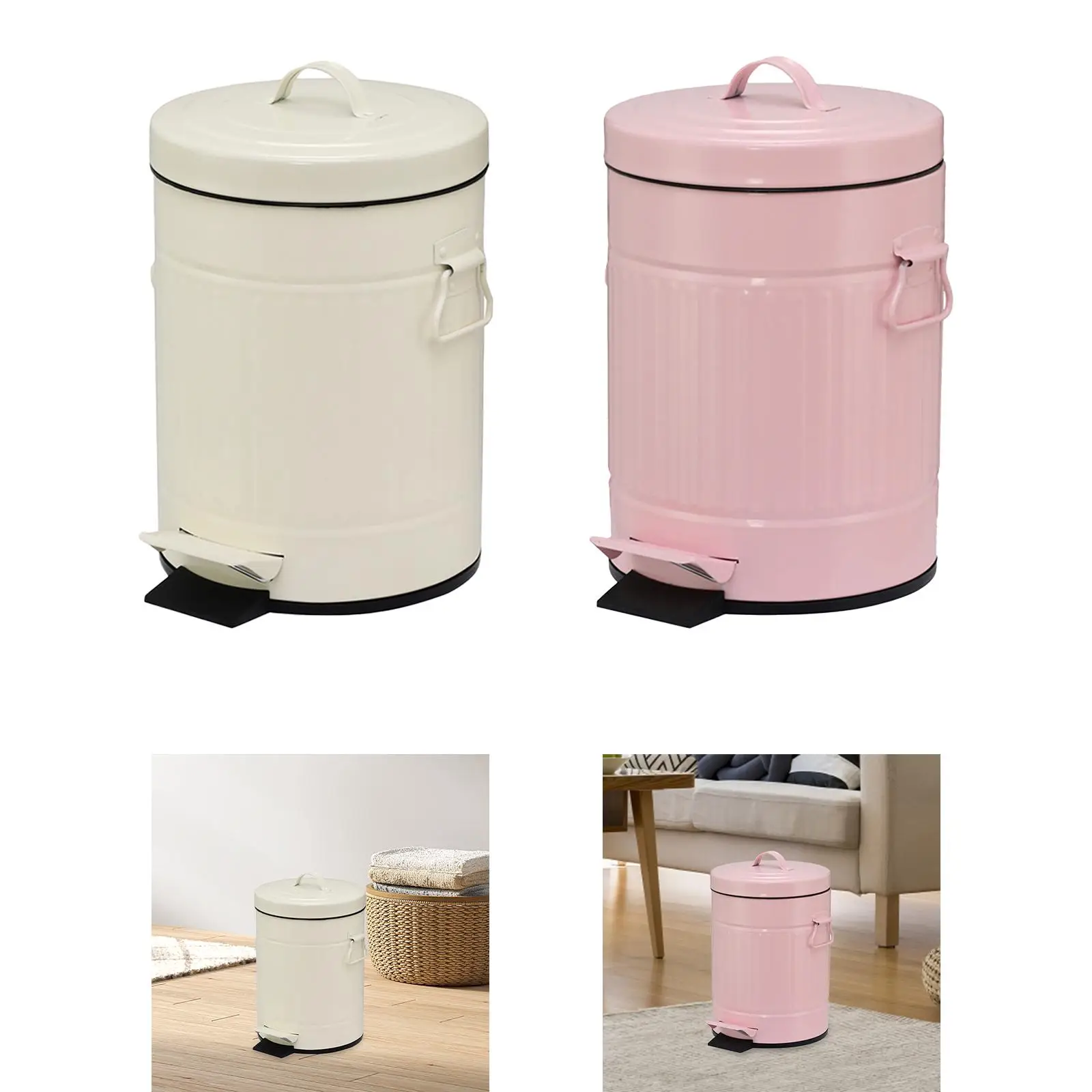 

Step Trash Can Iron Foot Pedal Garbage Bin for Laundry Room Garage Restroom