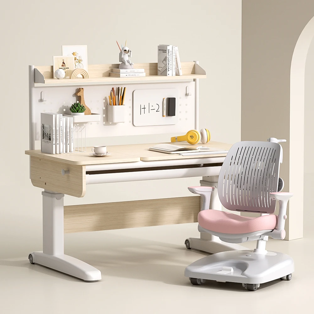 

Height Adjustable Ergonomic Children Homework Table with Bookshelf Enfant Home Furniture Study Desk and Chair Set for Kids