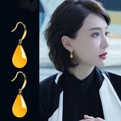 Natural Baltic Amber Water Drop Earrings Women Yellow Honey Wax Ambers Drop Earring For Girlfriend Mom Gifts Accessories