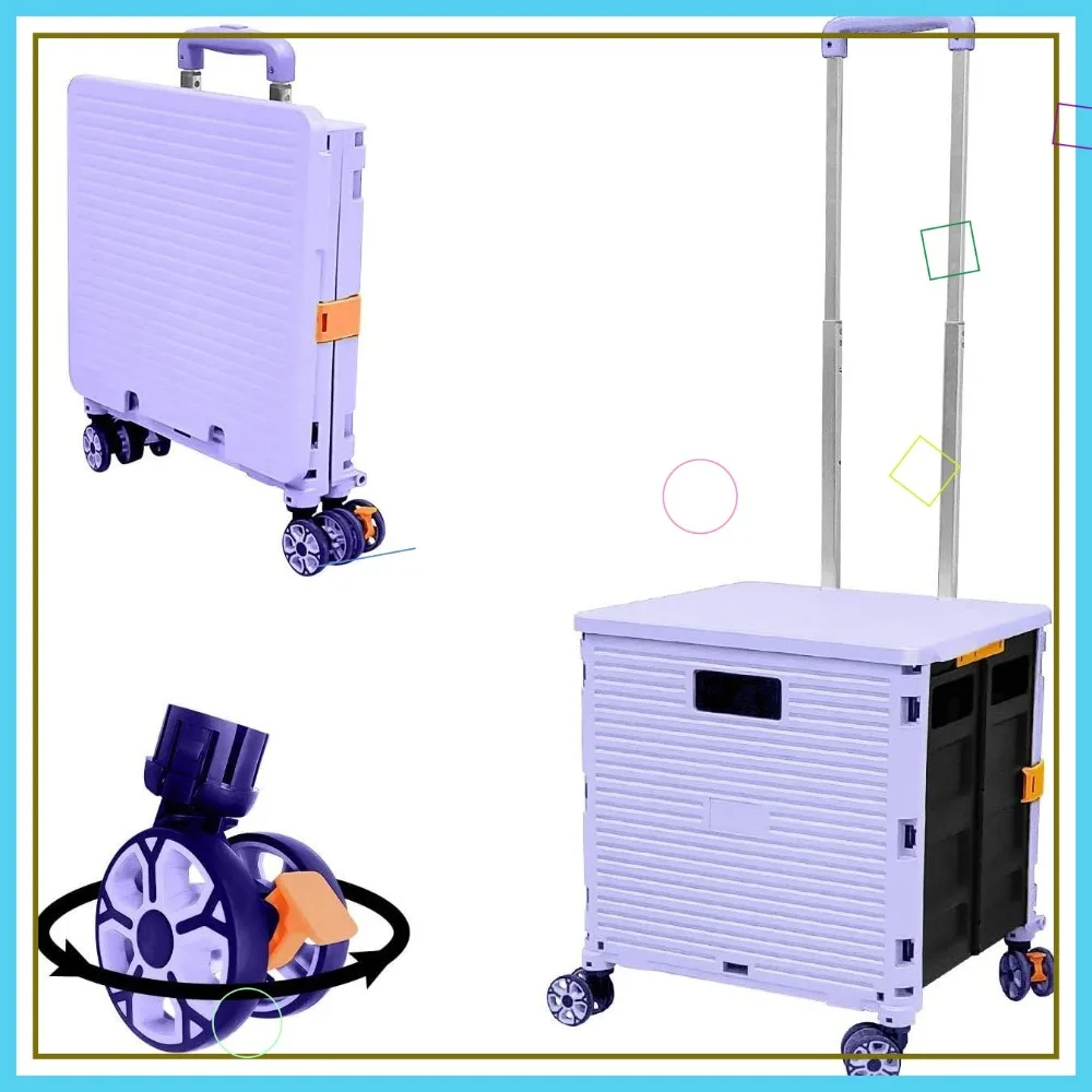

Portable Folding Utility Cart with Heavy Duty Handle and 4 Rotate Wheels for Travel Shopping Moving Luggage Office Use