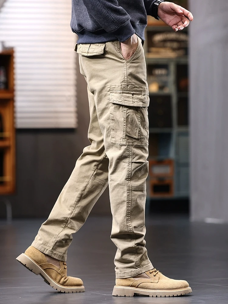 

Мужские брюки-карго прямого кроя цвета хаки, свободные, осень-зима 2025, новая американская модная трендовая повседневная модель FCE, длинные...