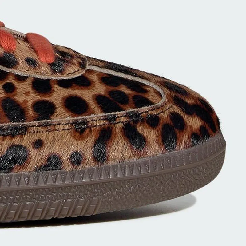 Adidas Originals Women Low Top Skate Shoes JI2734 Leopard Print Faux Horsehair Lace Up Rubber Outsole Casual Sneakers