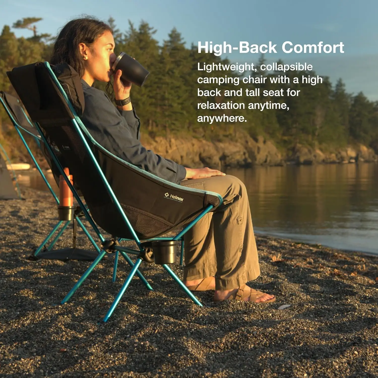 Sunset Chair Lightweight, High-Back, Compact, Collapsible Camping Chair