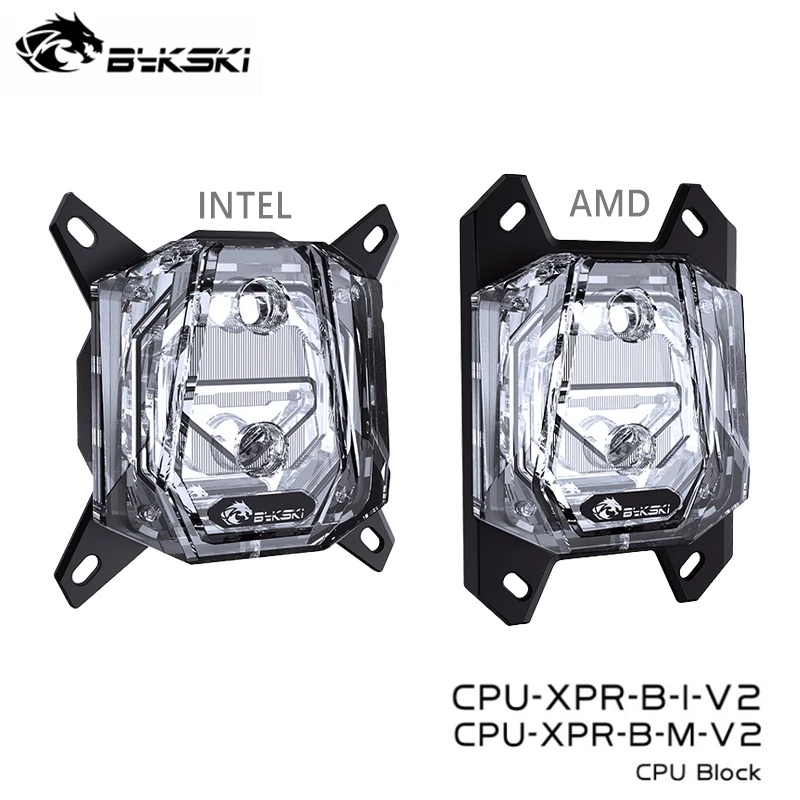 Bykski CPU Custom Water Block For Intel LGA115X 1200 1700 2011 /AMD Ryzen 3/5/7 Acrylic 5v ARGB CPU-XPR-B-I-V2 / CPU-XPR-B-M-V2