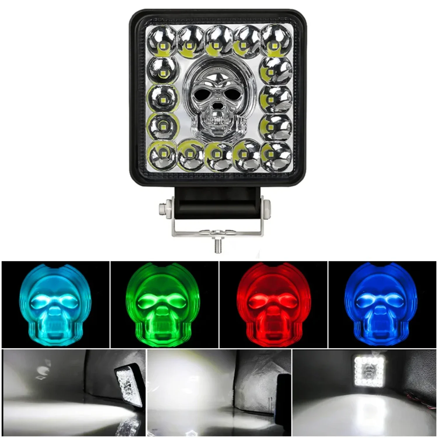 

Durable and reliable powerful 4-inch skull car offroad work lights for off-road 4x4 truck SUV ATV tractor driving - 12V 24V spot