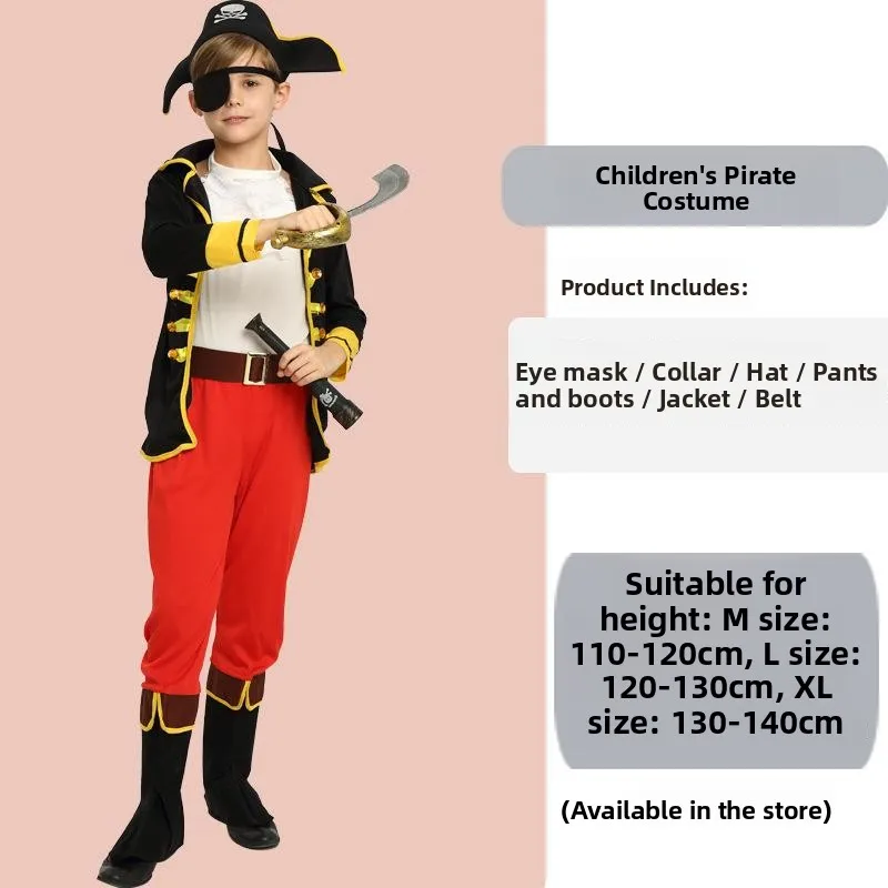 

Halloween Children's Pirate Stage Performance Costume Cosplay Makeup Dance Party Pirate Outfit Captain's Uniform