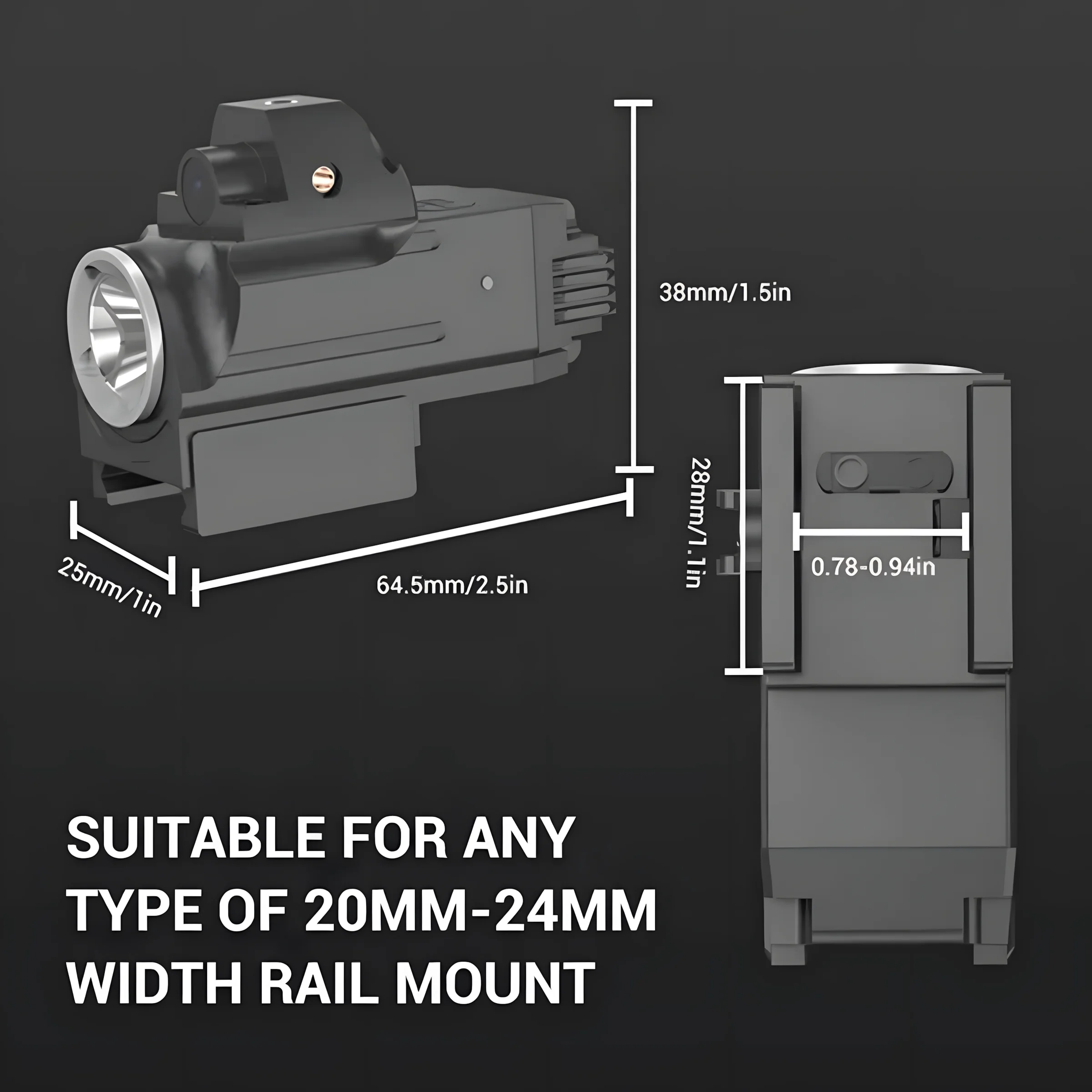 

Putian Gun Light 600 Lumens USB Rechargeable 400mAh Aluminum Alloy with White Light Red Laser Strobe Function Compact 6.3x4.5x3c