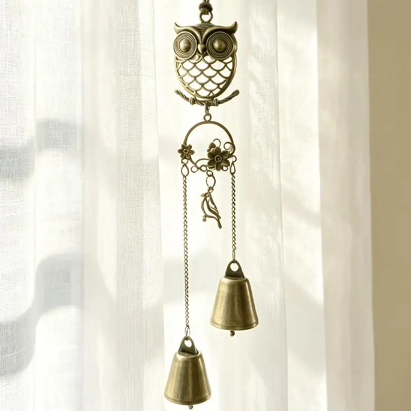Forest-style Metal Lucky Angel Wings Butterfly Owl Bell Wind Chime, Entryway Door Decoration, Christmas And Thanksgiving Gift