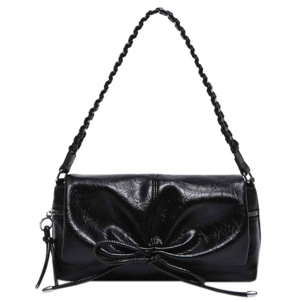 

Women Shoulder Bag Bowknot PU Leather Flap Handbag Magnetic Closure Underarm Purse Hobo Bag for Vacation Travel Commuting