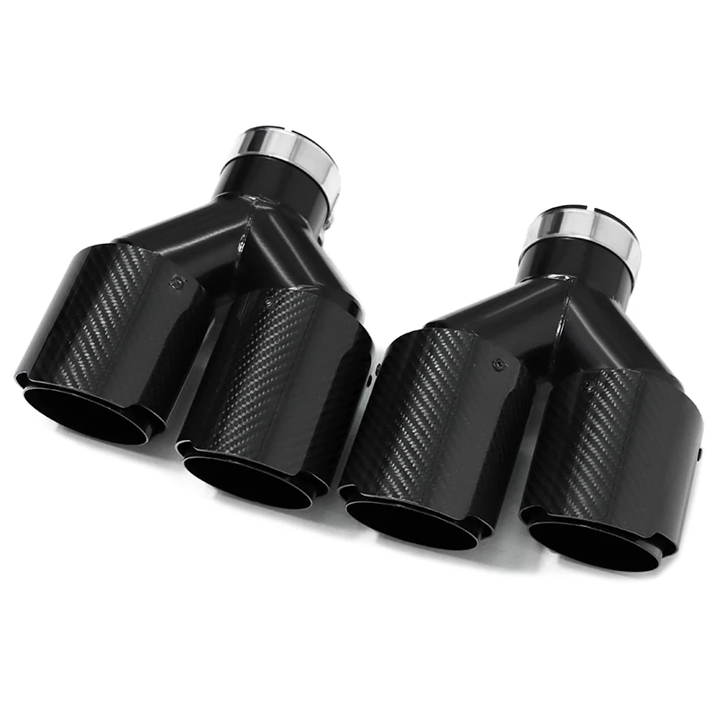 2PCS/lot Universal Exhaust Tip Car Carbon Fibre Black Y-Shaped Double Out Glossy Black Exhaust Muffler Tip Tailpipe Nozzle