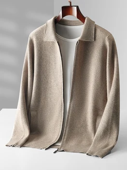 CHICUU Uomo Spessore Polo Cerniera Cardigan di Lana Smart Casual Morbido Caldo Maglione di Cachemire Cappotto Autunno Inverno 100% Lana Merino Maglieria