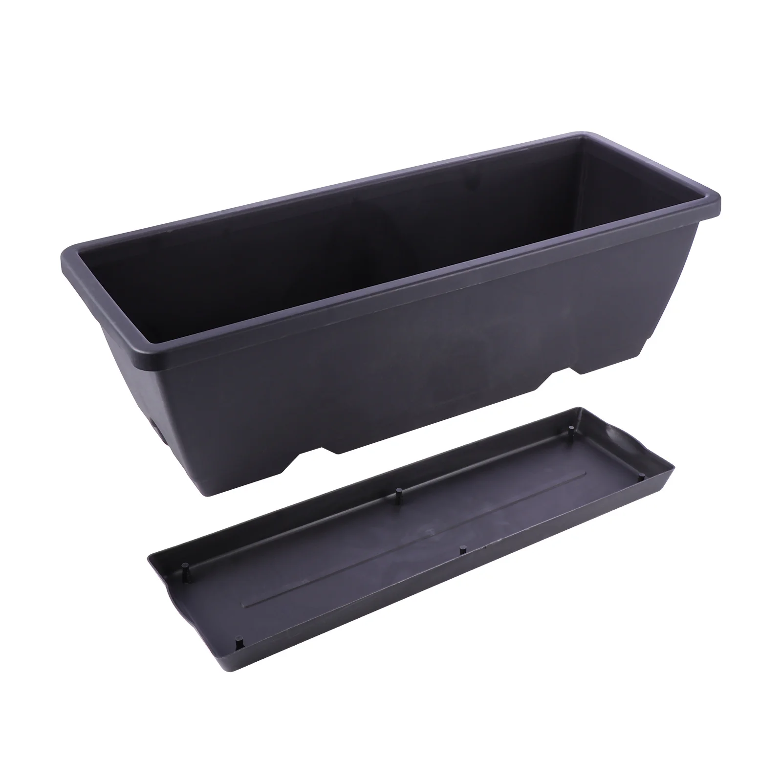 

Plastic Rectangular Planter with Drainage Hole and Saucer for Flowers Herbs Vegetables Suitable for Patio Living Room Office