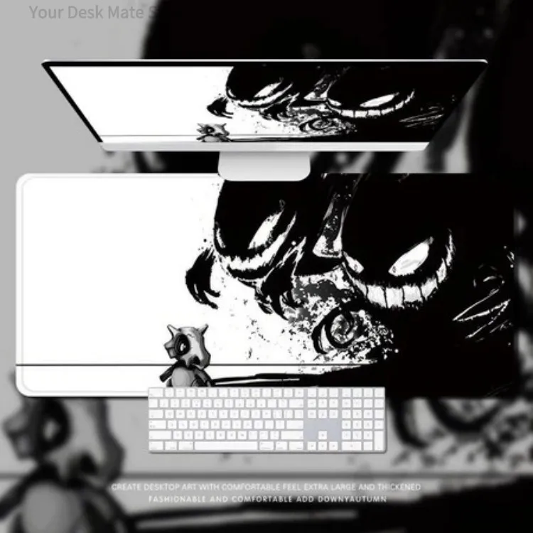 Spooky Purple Phantom Gaming Desk Mat,Mysterious Grinning Ghost Art Large Mousepad,Anti-slip Lock Edge Keyboard Pad for PC Gamer