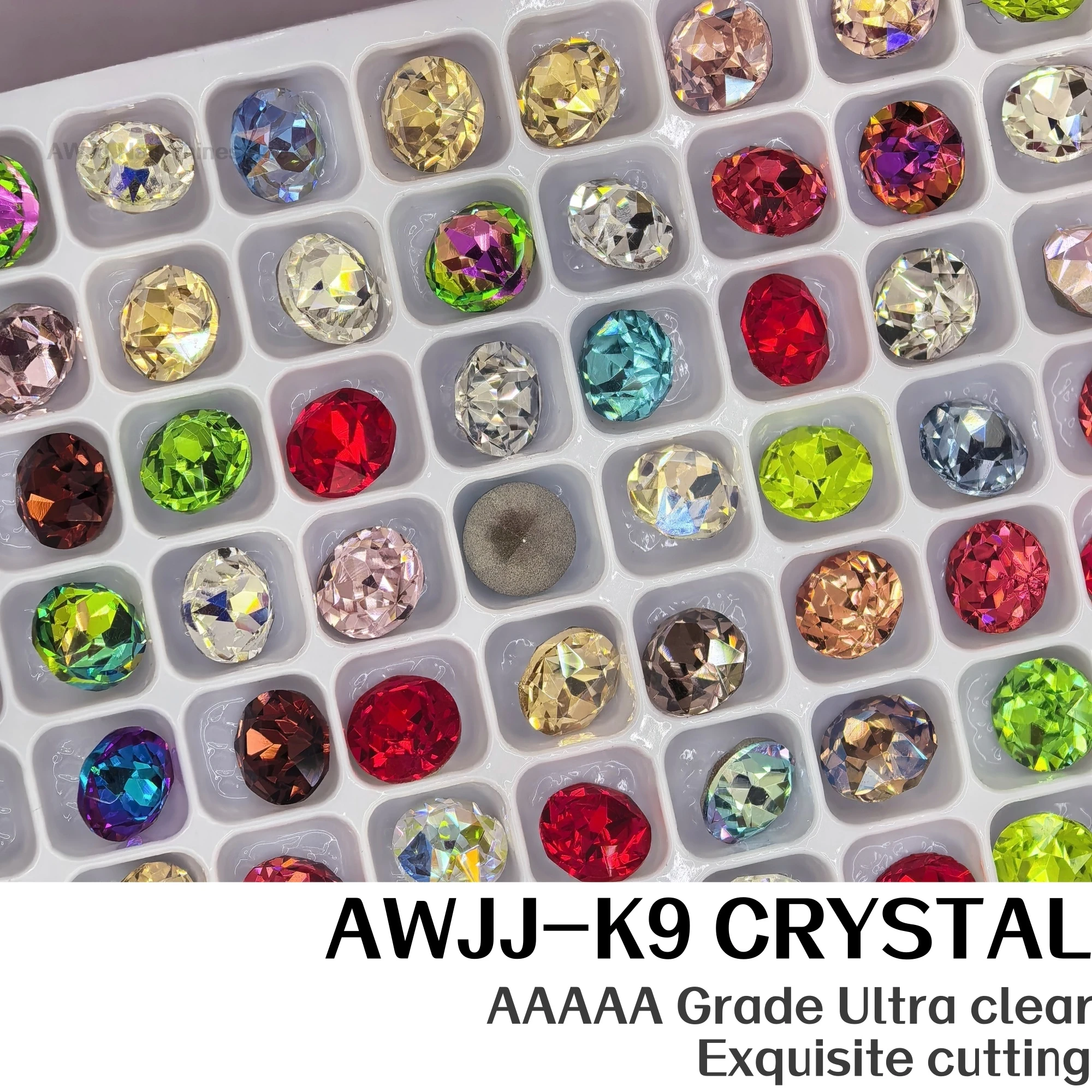 K9 Crystal 6mm 33 Faceted (1028/1100) Round Pointed Rhinestones Multipurpose Gems for Nail Art Garment Jewelry Making Decoration