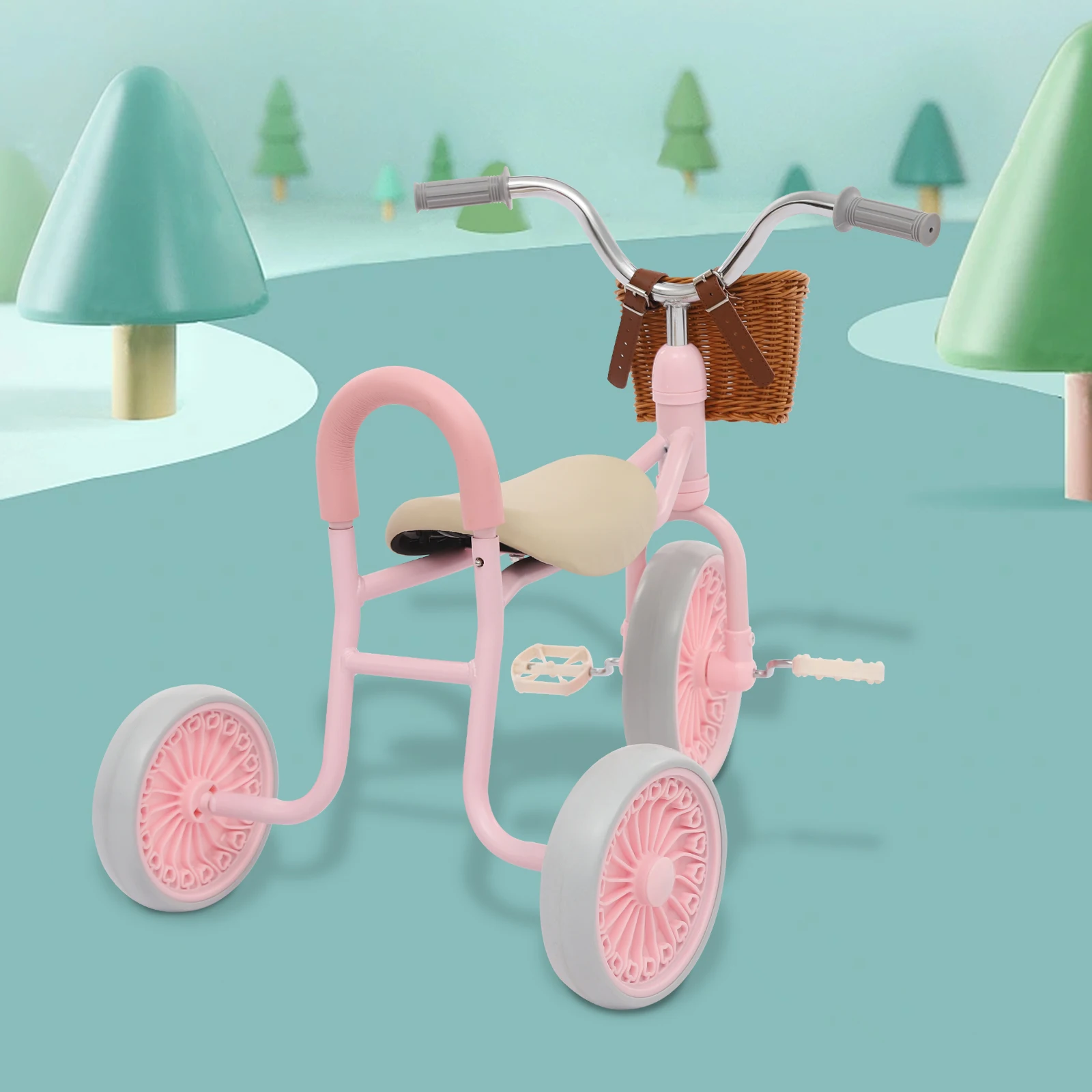 Adjustable Seat Kids Trike: Eco - Friendly Rattan Frame for Park Riding