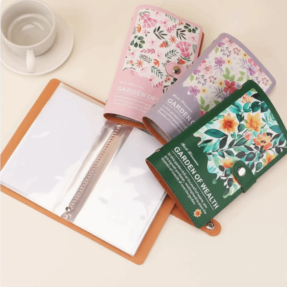 Budget Plan Money Saving Binder Flower Printed Waterproof Cash Budget Notebook Reusable Loose-leaf Savings Challenge Binder