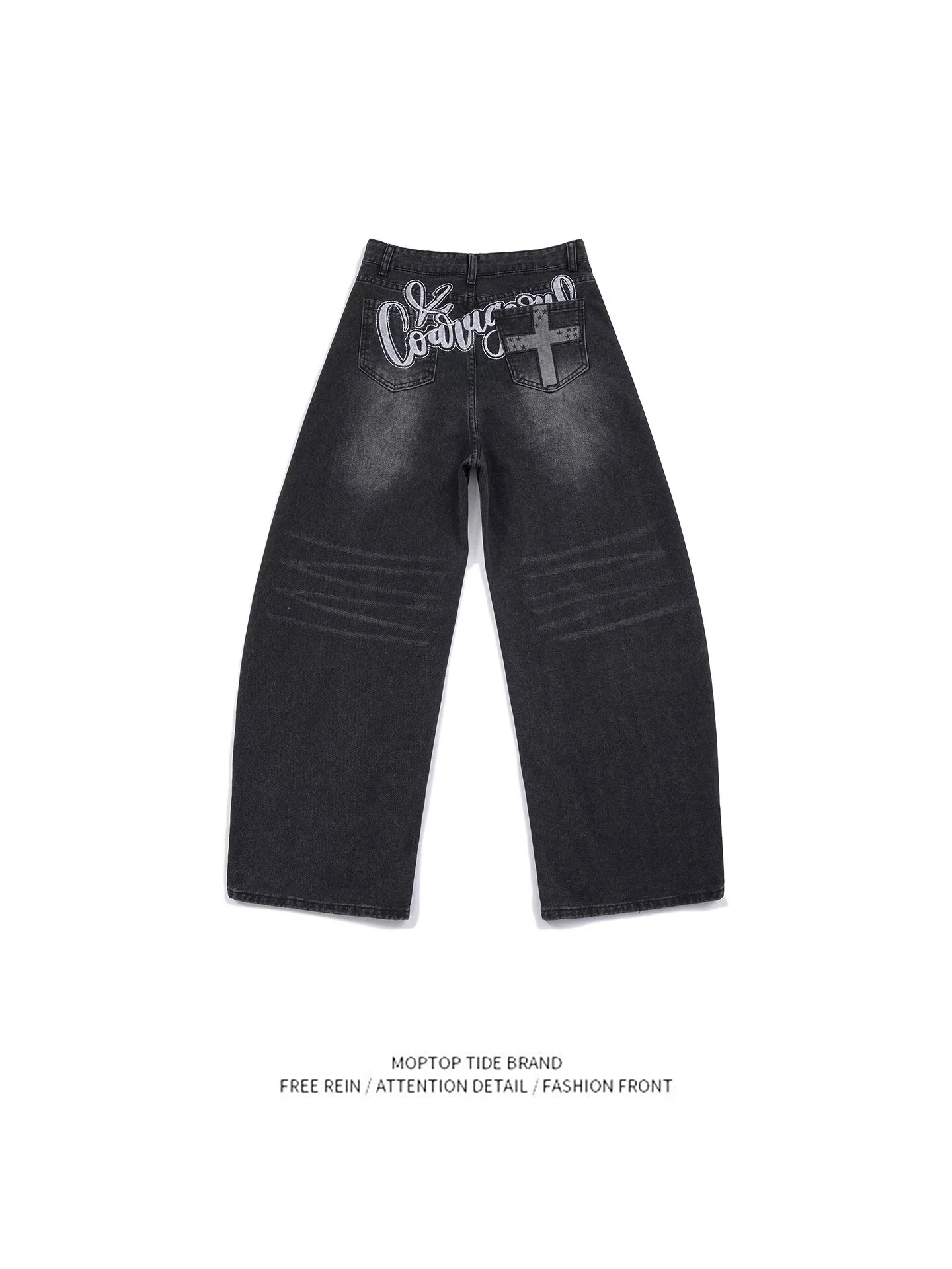 

Модные, стильные, простые, художественные джинсы в стиле Харадзюку, универсальные японские джинсы, новая модель, повседневные джинсы прямого кроя, свободного покроя