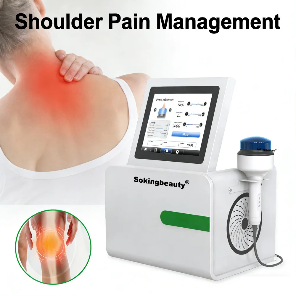 Extracorporeal Shock Wave  Machine for Shoulder Massage Pain Relief and Tissue Repair With Penetration 0 to 66mm